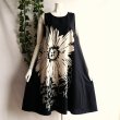 画像5: 新品 9534 ML 大きな花柄 英字 リネン風 綿100％ ワンピース 春 夏 黒系 レディース インド製 ナチュラル コットン (5)