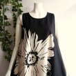 画像7: 新品 9534 ML 大きな花柄 英字 リネン風 綿100％ ワンピース 春 夏 黒系 レディース インド製 ナチュラル コットン (7)