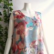 画像5: 新品 9537 ML 絵画風 大きな花柄 シフォン ワンピース 春 夏 くすみブルー系 レディース ノースリーブ マキシ 透け感 インド製 (5)
