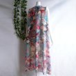 画像9: 新品 9537 ML 絵画風 大きな花柄 シフォン ワンピース 春 夏 くすみブルー系 レディース ノースリーブ マキシ 透け感 インド製 (9)