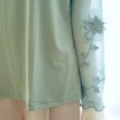 画像7: 新品 9541 ML 花モチーフ メッシュ ハイネック ブラウス 春 夏 秋 カットソー レディース ミント系 異素材切替 メロウフリル 高級 上質 (7)