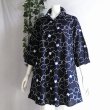 画像6: 新品 9562 ML 大きな花刺繍 綿100％ シャツ チュニック 春 夏 黒系 レディース ロング シャツ 上品 (6)