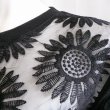 画像5: 新品 9588 ML 大きな花刺繍 オーガンジー カーディガン 春 夏 黒 レディース ストレッチ スラブ 異素材切替 上品 (5)