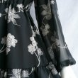 画像11: 新品 9591 L－LL 花柄 ティアード シフォン ワンピース 春 夏 秋 ロング レディース 黒系 共布リボン 美しい透け感 上質 上品 (11)