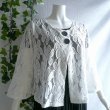 画像7: 新品 9595 ML カットワーク 刺繍 クロシェ レース フレア ジャケット 春 夏 白 レディース ノーカラー 七分袖 カーディガン 上質 上品 (7)