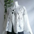 画像6: 新品 9595 ML カットワーク 刺繍 クロシェ レース フレア ジャケット 春 夏 白 レディース ノーカラー 七分袖 カーディガン 上質 上品 (6)