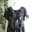 画像5: 新品 9652 ML ひんやり レーヨン100％ ワンピース 春 夏 黒系 大きな 和風 花柄 シャーリング レディース 半袖 インド製 (5)