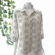 画像5: 新品 9733 L フロッキー 花模様 オーバー ブラウス アイボリー系 春 夏 秋 レディース 綿100％ コットン シャツ 上品 50代 60代 70代 (5)