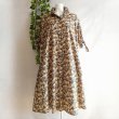 画像3: 新品 9874 M 袖リボン 花柄 シャツ ワンピース 黒オレンジ系 レディース コットン Aライン 上質 上品 50代 60代 70代 (3)