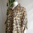 画像7: 新品 9874 M 袖リボン 花柄 シャツ ワンピース 黒オレンジ系 レディース コットン Aライン 上質 上品 50代 60代 70代 (7)