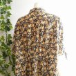 画像12: 新品 9874 M 袖リボン 花柄 シャツ ワンピース 黒オレンジ系 レディース コットン Aライン 上質 上品 50代 60代 70代 (12)