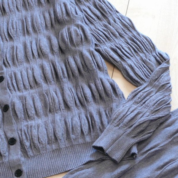 画像7: 新品 9905 ML プリーツ編み ツインニット セットアップ 秋 冬 レディース カーディガン ロングスカート 大人 上品 50代 60代 70代 (7)