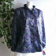画像9: 新品 9910 M 二重フリル襟 京都染 日本素材 ブラウス ジャケット 紺系玉虫色 レディース 和風 花柄 中国縫製 高級感 上質 50代 60代 70代 (9)