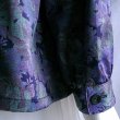 画像2: 新品 9910 M 二重フリル襟 京都染 日本素材 ブラウス ジャケット 紺系玉虫色 レディース 和風 花柄 中国縫製 高級感 上質 50代 60代 70代 (2)