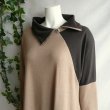 画像2: 新品 9962 ML ジップ襟 配色切替 チュニック ワンピース ブラウン系 春 秋 冬 レディース コクーン ゆったり 大人 上品 50代 60代 70代 (2)