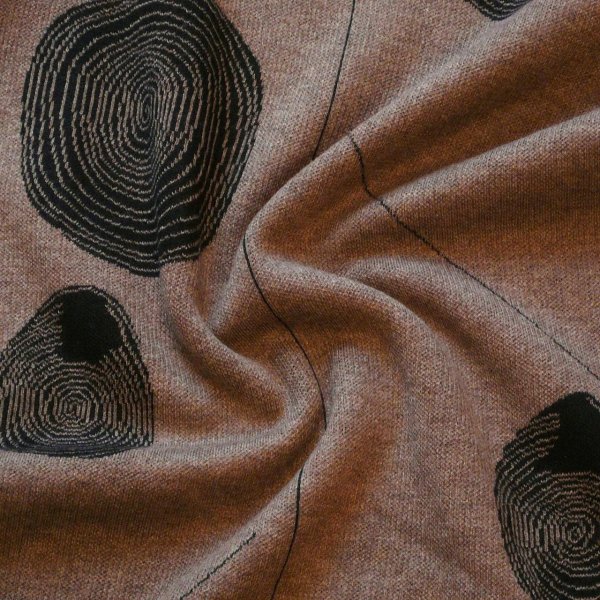 画像4: 新品 9968 ML 切り株柄 ニットワンピース モカ系 秋 冬 レディース ボトルネック 暖かく着心地抜群 ロング 個性的 (4)